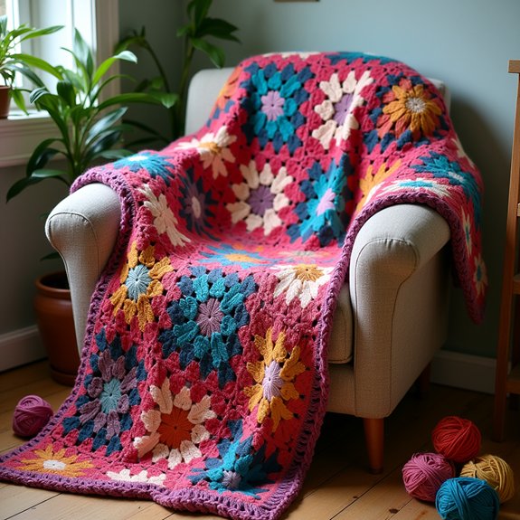 colorful crochet square blanket