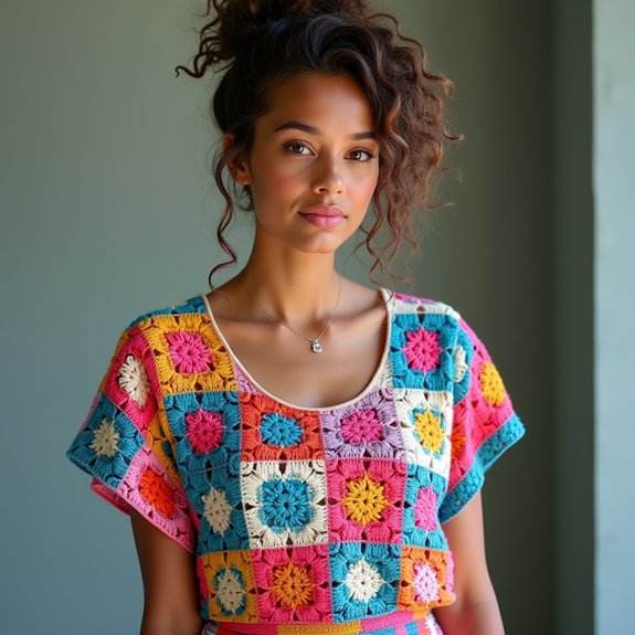 colorful crochet square design