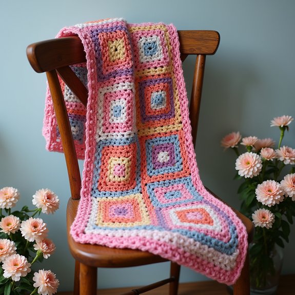 colorful crochet square scarf
