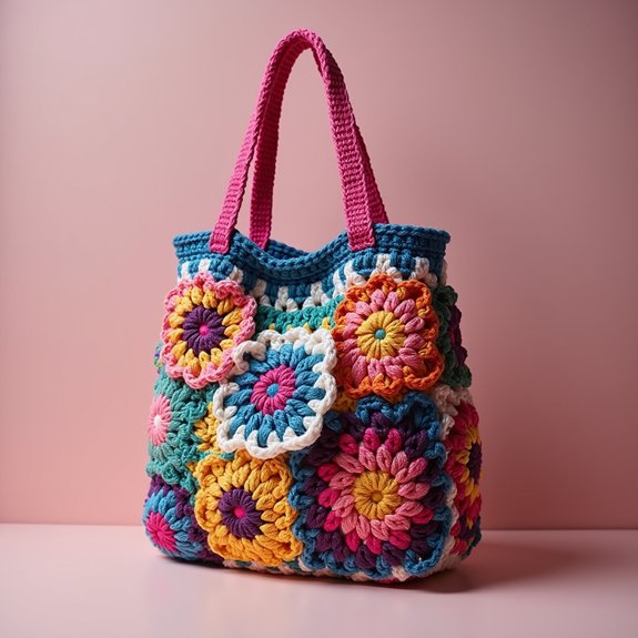 colorful crochet tote bag