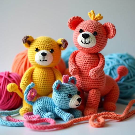 colorful crochet toy cords