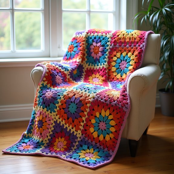 colorful crocheted blanket design