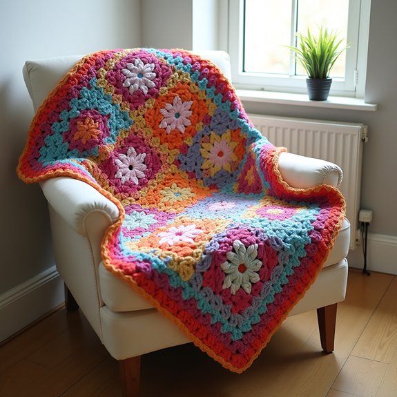colorful crocheted square blanket