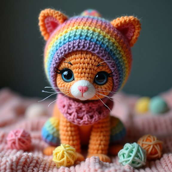colorful feline themed hat