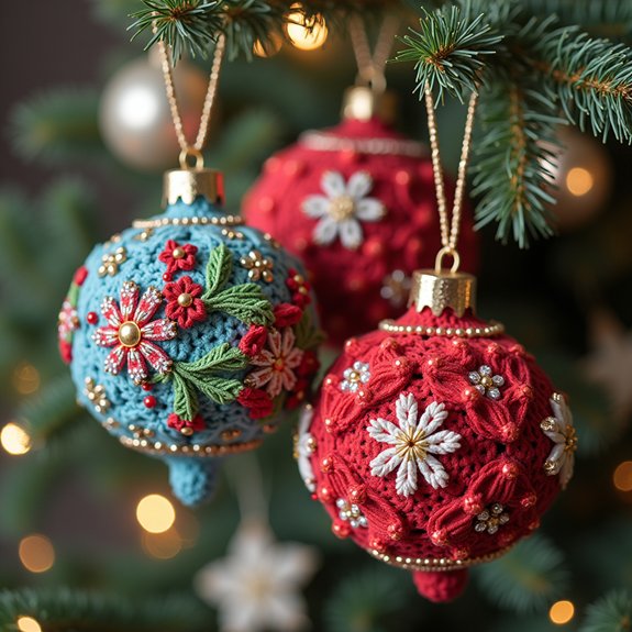 colorful festive crochet ornaments