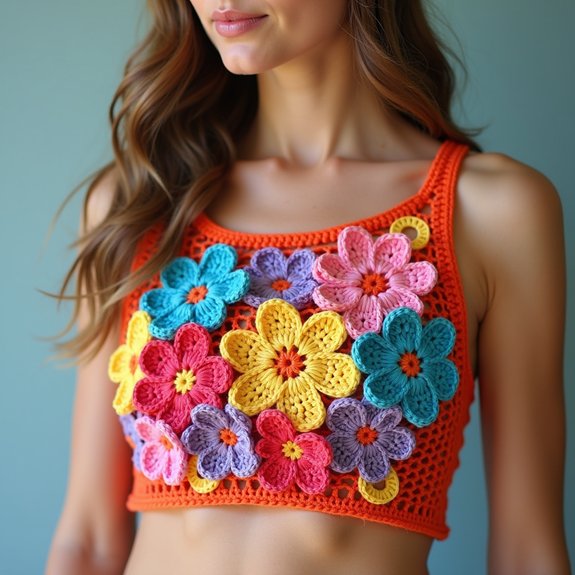 colorful floral crop top