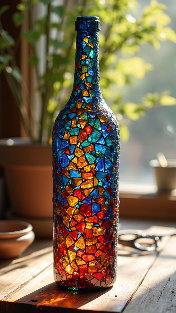 colorful glass bottle art