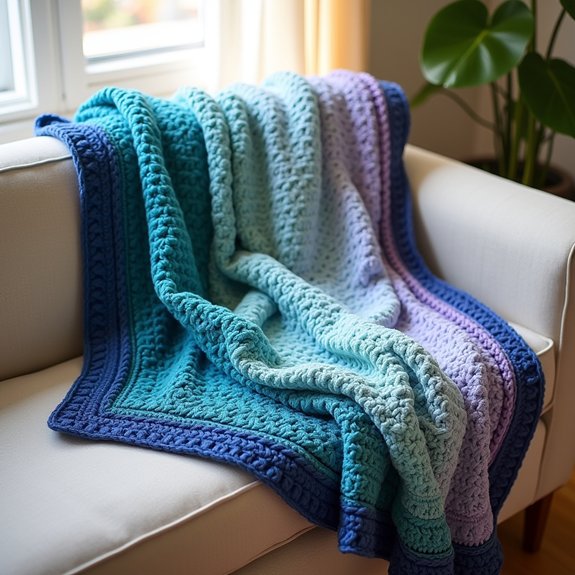 colorful gradient crochet blanket