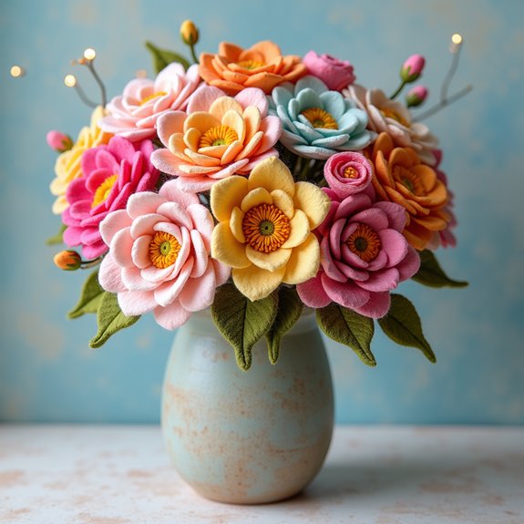 colorful handcrafted felt blooms