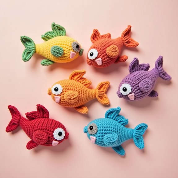 colorful handmade crochet fish