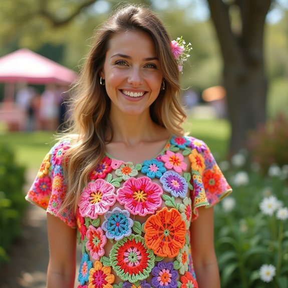 colorful handmade floral top