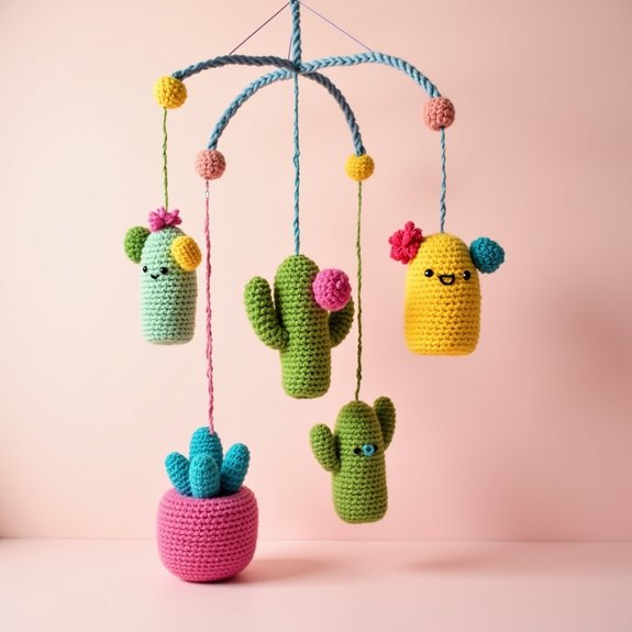 colorful hanging cactus decor