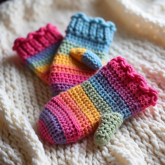 colorful knitted handwear accessory