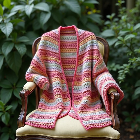colorful knitted outerwear piece