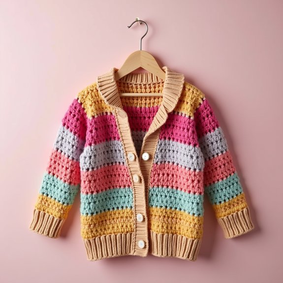 colorful knitted outerwear piece