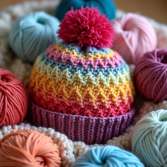colorful knitted winter hat