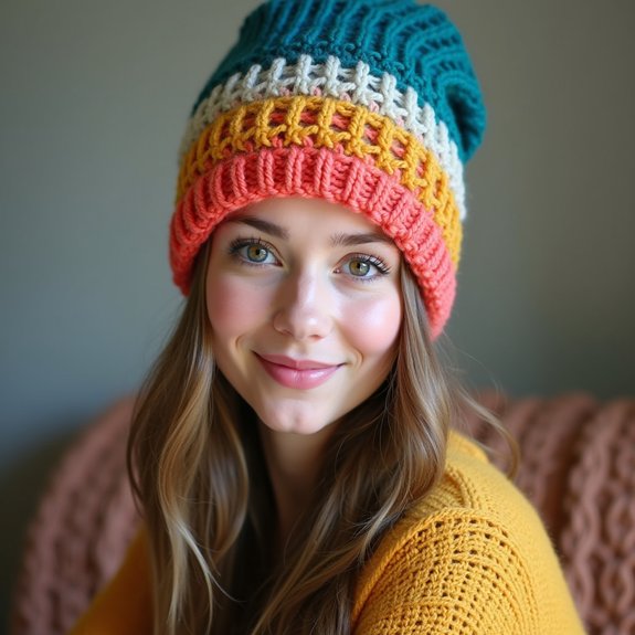 colorful knitted winter hat