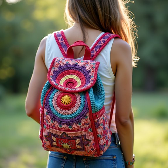 colorful mandala design backpack