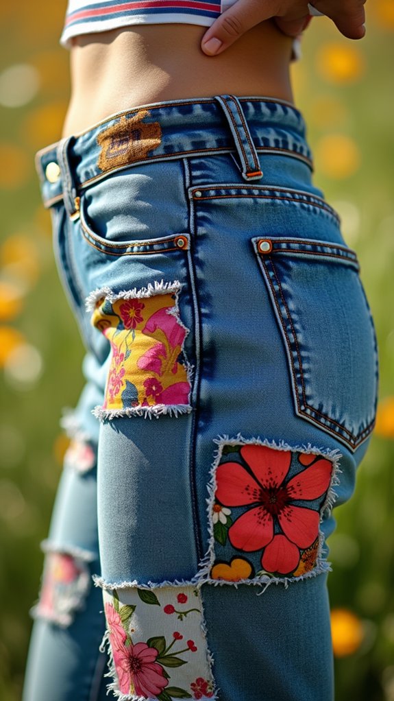 colorful mismatched denim style