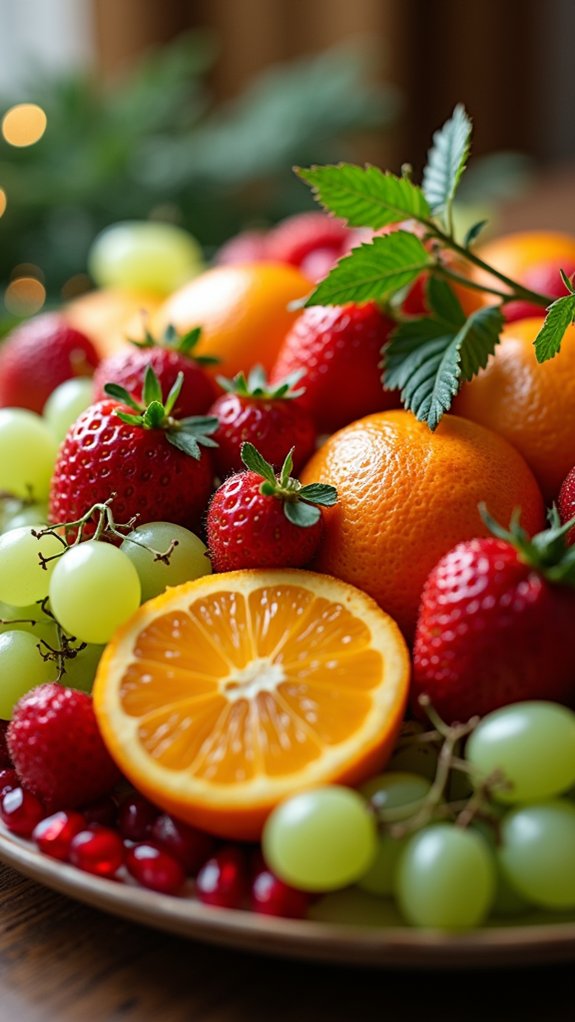 colorful seasonal fruit arrangement