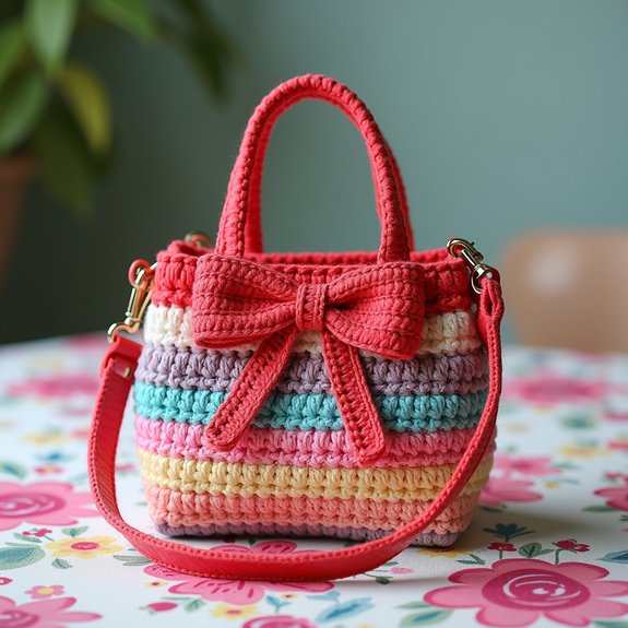 colorful striped bow bag