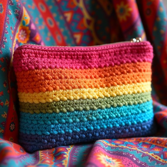 colorful striped crochet bag