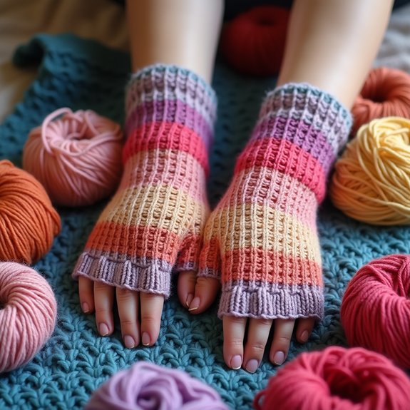 colorful striped gloves design