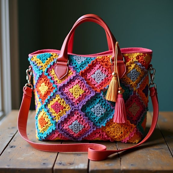 colorful textile handbag design