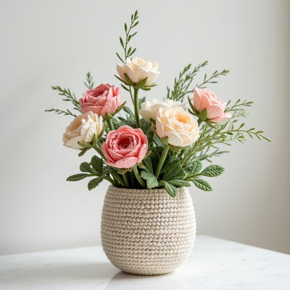 contemporary simple crochet planter