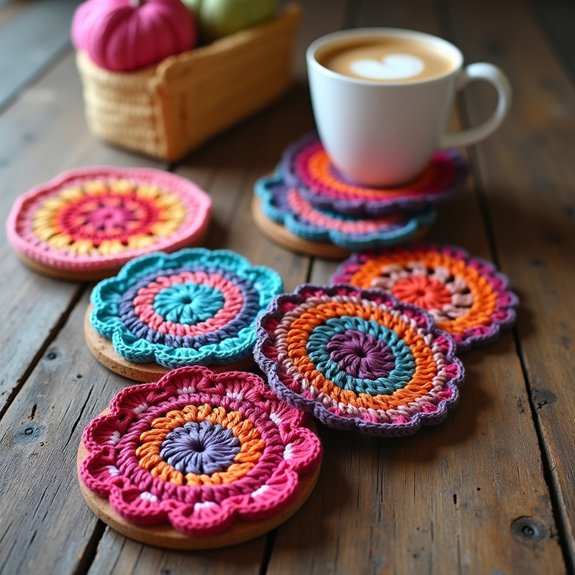 cork backed crochet coaster