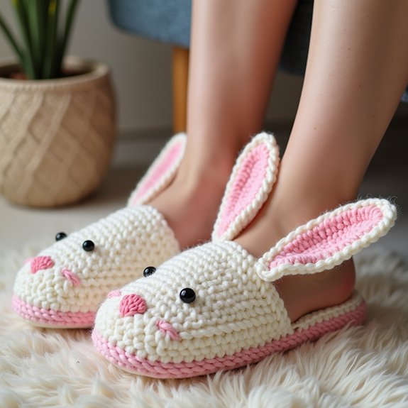 cozy handmade bunny slippers