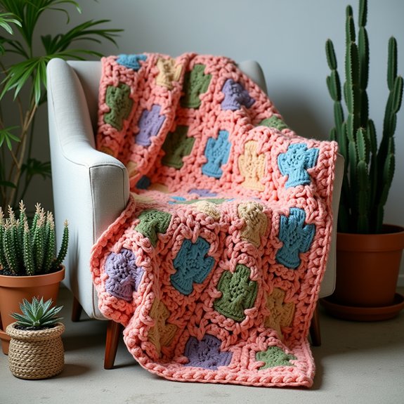 cozy handmade cactus blanket