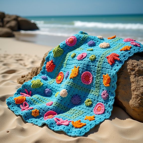 cozy ocean inspired crochet blanket