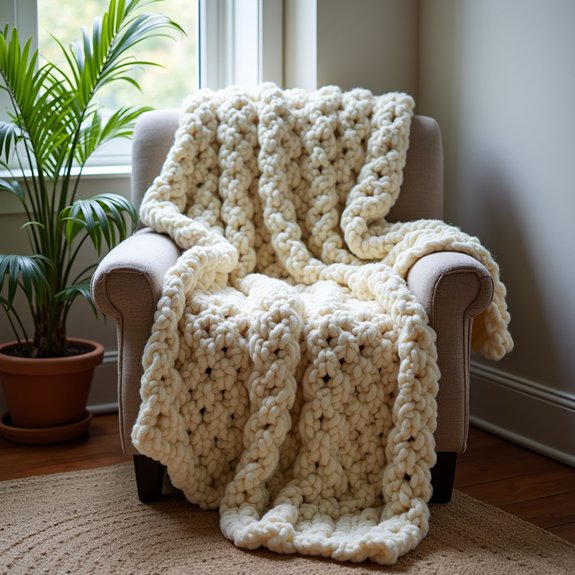 cozy oversized yarn blanket