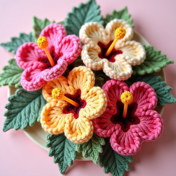 crafting a crochet hibiscus