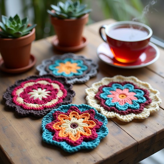 creative crochet drink coasters