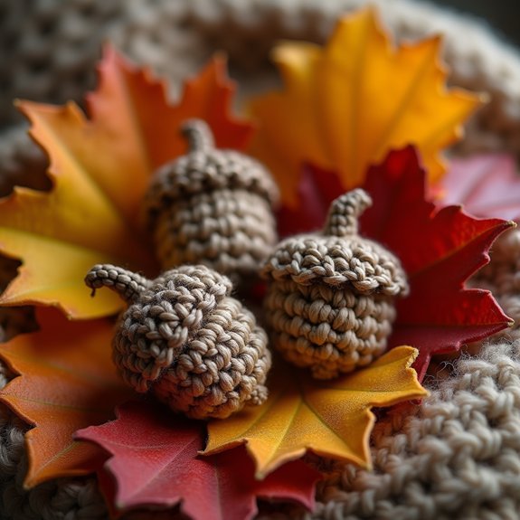 crochet acorn home decor
