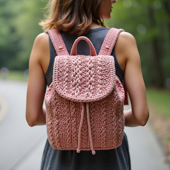 crochet backpack with texture