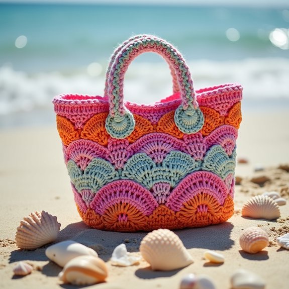 crochet bag with shell pattern