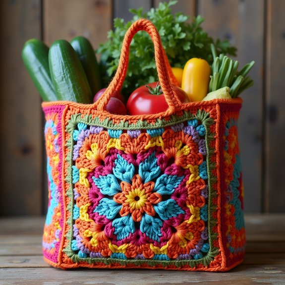 crochet bag with squares