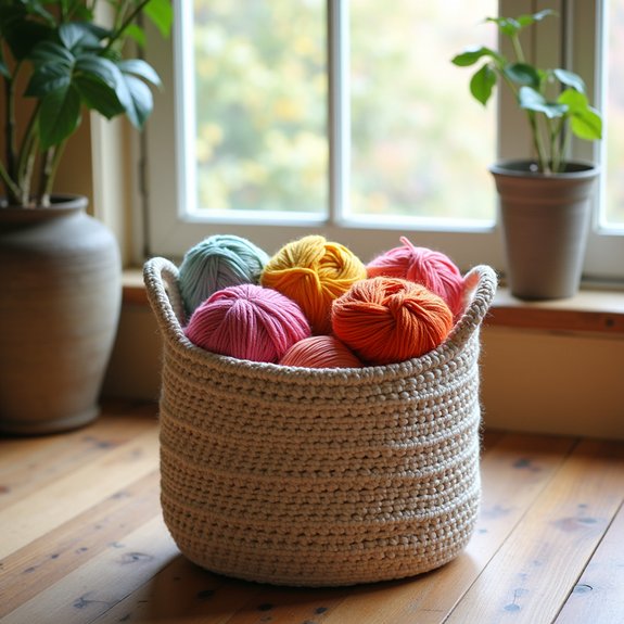 crochet basket with round shape