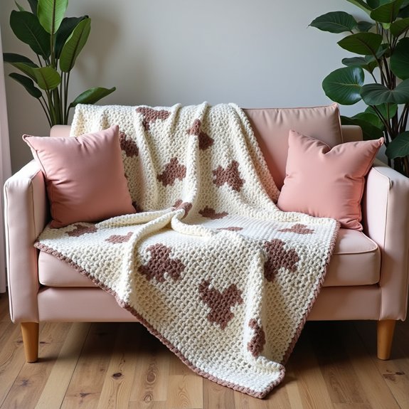 crochet blanket with cows