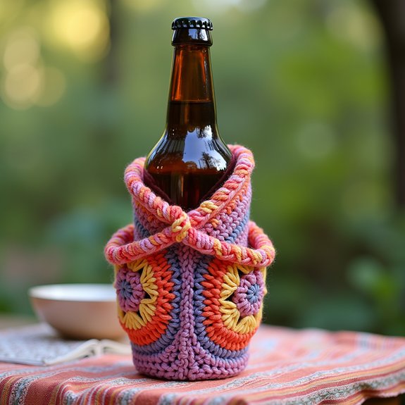 crochet bottle holder pockets