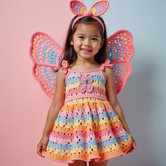 crochet butterfly dress set