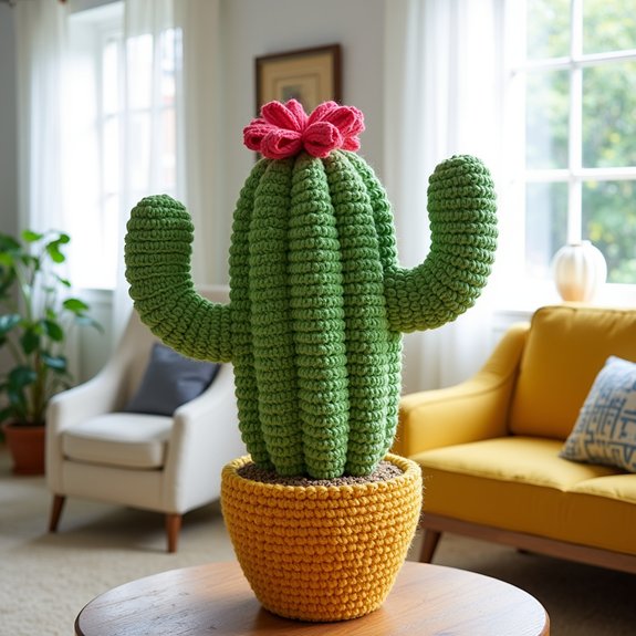 crochet cactus table decoration