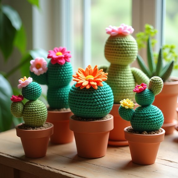 crochet cactus with flowers