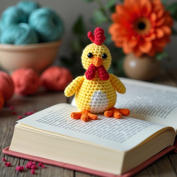 crochet chicken bookmark design