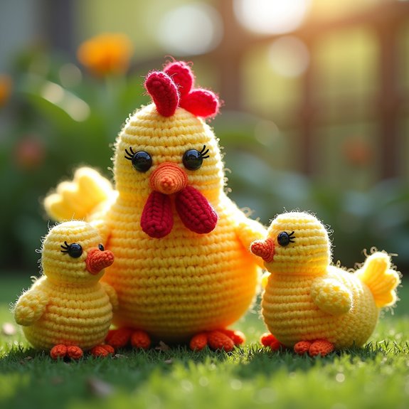 crochet chicken family set