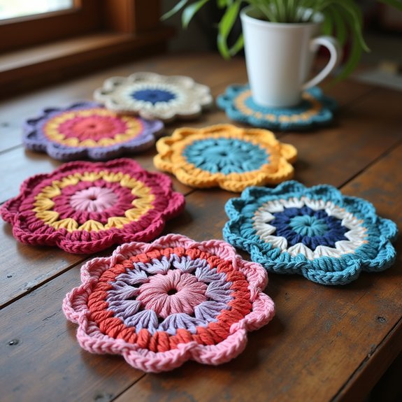 crochet coaster using squares