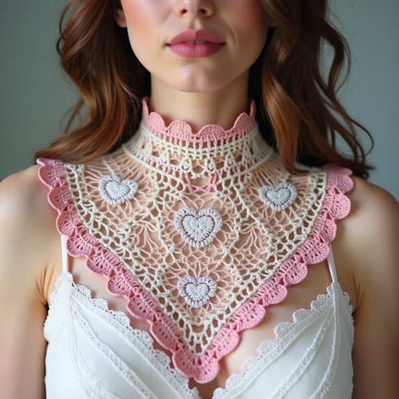 crochet collar with hearts